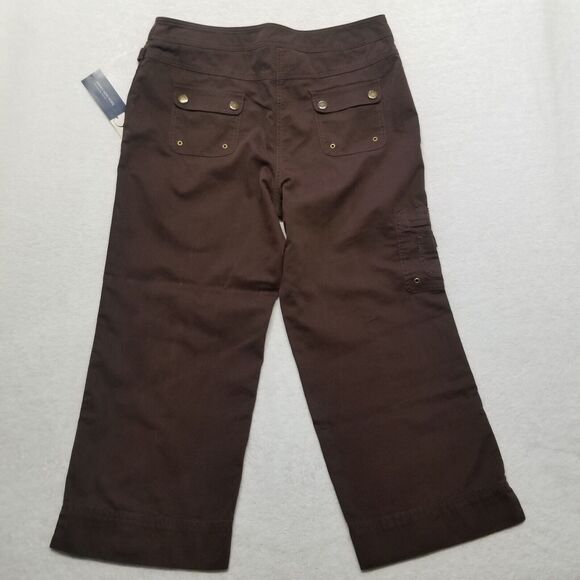 Jones New York 12P Petite Pants Cargo Cropped Capri Brown Cotton Basic NEW - Picture 9 of 10